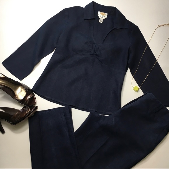 Talbots Pants - Talbots 100% Linen (Irish) Blue 2-piece Suit, sz 4